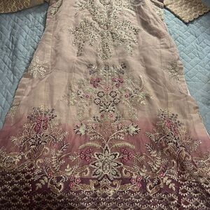 Embroidered Pink and Gold Dress